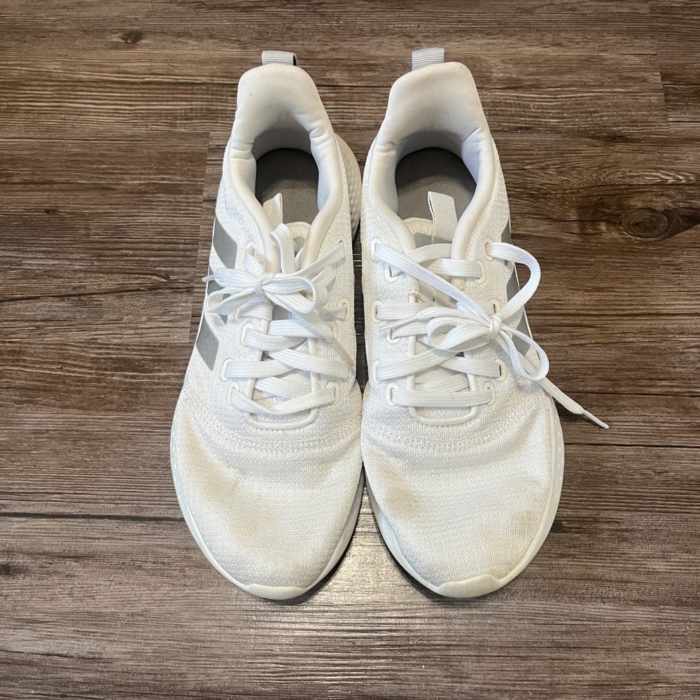 Women's White and Silver Adidas